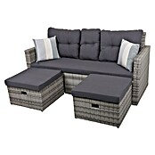 Garden Pleasure Loungesofa Valletta (B x T x H: 180 x 75 x 86 cm, 3 -tlg., Aluminium, Kunststoffgeflecht HDPE, Schwarz/Grau) | BAUHAUS