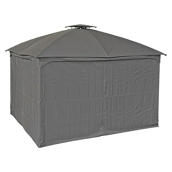 Garden Pleasure Standard-Pavillon Kama - L x B x H: 300 x 360 x 270 cm, Stahl - Graues Stoff-Gartenpavillon mit Seitenwänden für den Außenbereich.