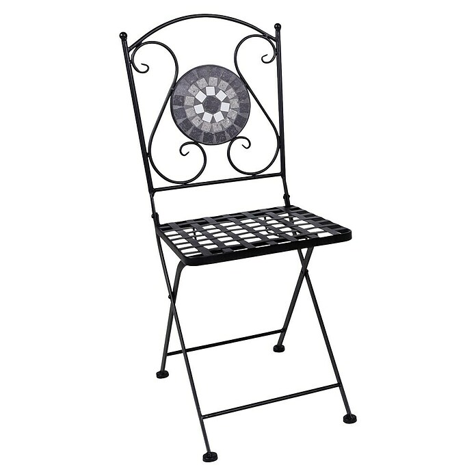 Garden Pleasure Balkonmöbel-Set Jalua (3 -tlg., Stahl, Keramik, Schwarz-Grau-Weiß, Klappbar) | BAUHAUS