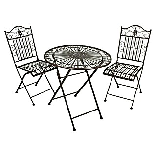 Garden Pleasure Balkonmöbel-Set Mangan (3 -tlg., Stahl, Schwarzbraun, Klappbar)