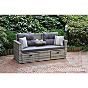 Garden Pleasure Loungesofa Valletta (B x T x H: 180 x 75 x 86 cm, 3 -tlg., Aluminium, Kunststoffgeflecht HDPE, Schwarz/Grau) | BAUHAUS