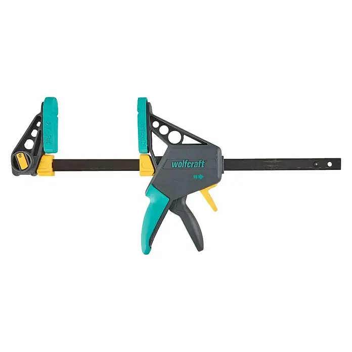 Wolfcraft Tornillo de apriete monomanual EHZ PRO - Anchura de sujeción: 300 mm, Fuerza de tensión: 1.200 N, Apertura máxima: 100 mm - Sargento de una mano Wolfcraft con mango ergonómico para sujetar y liberar de forma cómoda y rápida. Ideal para madera y metal.