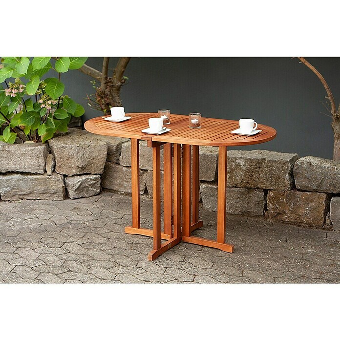 Garden Pleasure Gartentisch Baltimore (L x B x H: 120 x 70 x 73 cm, Eukalyptus, Natur, Oval, Klappbar) | BAUHAUS
