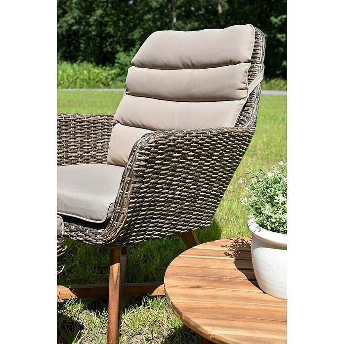 Garden Pleasure Loungemöbel-Set Calvia (3 -tlg., Aluminium, Kunststoffgeflecht HDPE, Akazie, Polyester, Anthrazit/Dunkelgrün) | BAUHAUS