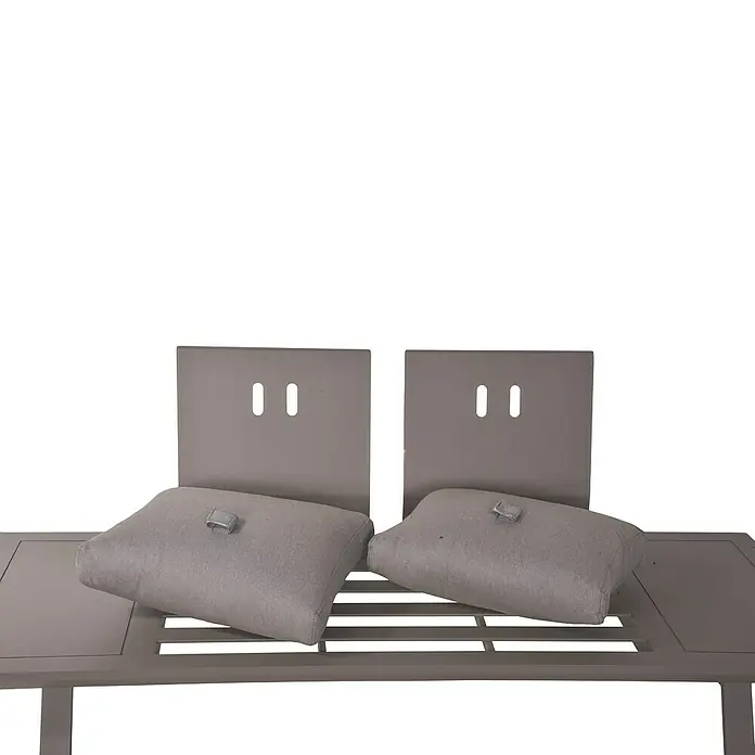 Garden Pleasure Loungemöbel-Set Celia - 4 -tlg., Aluminium, Polyester, Hellgrau - Graue Gartenbank mit zwei passenden Kissen.