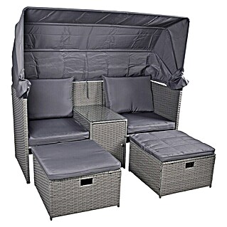Garden Pleasure Loungesofa Saint-Tropez 2-Sitzer (B x T x H: 170 x 75 x 83 cm, Polyrattan, Schwarz/Silbergrau)