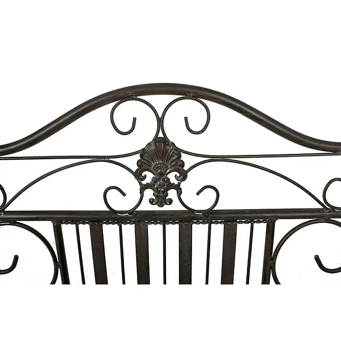 Garden Pleasure Gartenbank Mangan - B x T x H: 106 x 57 x 91 cm, Stahl, Schwarz-Braun - Dunkelbraunes Schmiedeeisen-Rückenteil mit Zierranken und zentralem Ornament.