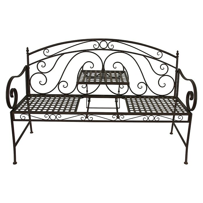 Garden Pleasure Gartenbank Saket mit hochklappbarem Tisch (B x T x H: 148 x 55 x 96 cm, Stahl, Schwarz) | BAUHAUS