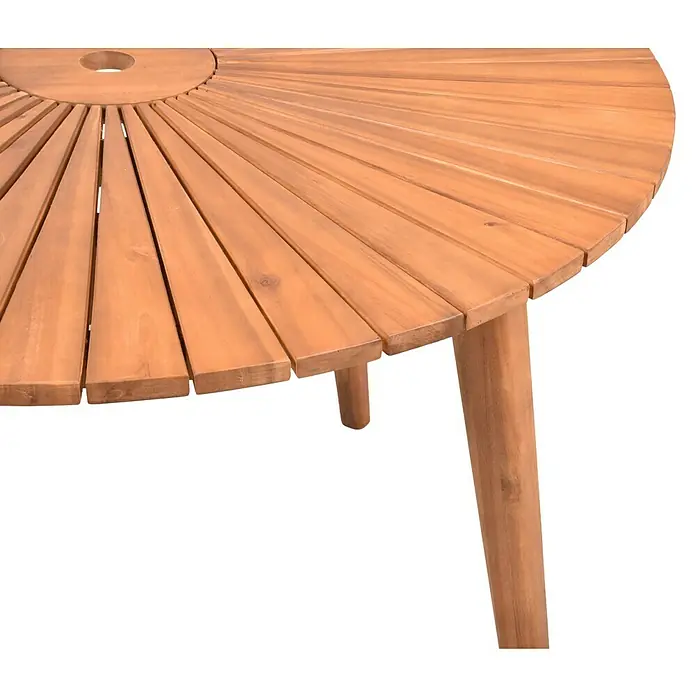 Garden Pleasure Gartentisch rund Fremont - Ø x H: 110 x 75 cm, Akazie, Natur - Runder Gartentisch aus Akazienholz mit Lattenplatte und Sonnenschirmloch.