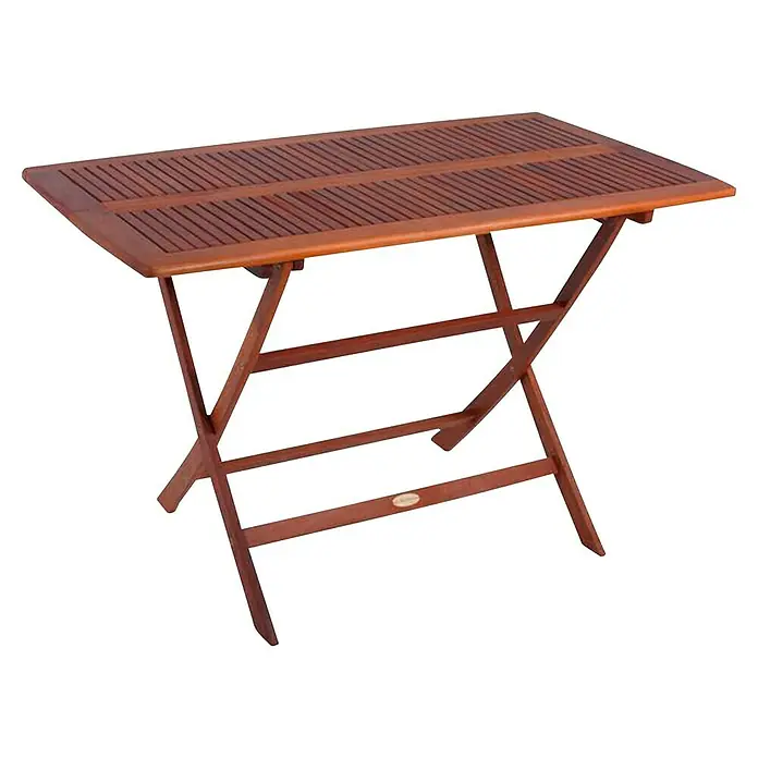 Garden Pleasure Gartentisch Orlando - L x B x H: 120 x 70 x 74 cm, Eukalyptus, Natur, Klappbar - Brauner rechteckiger Holz-Klapptisch mit Lattenrost.