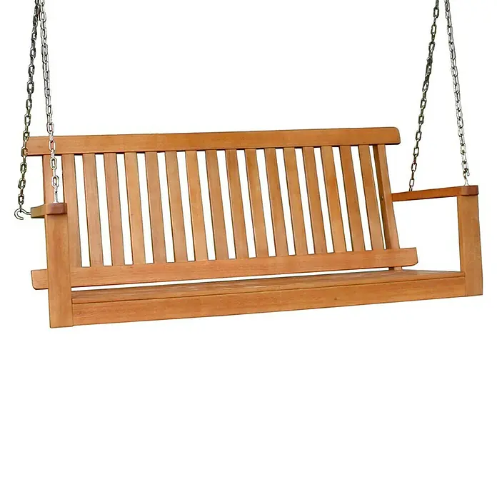 Garden Pleasure Gartenbank Columbia - Holz - Braune Holzschaukelbank mit Metallketten.