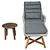 Garden Pleasure Loungemöbel-Set Calvia (3 -tlg., Kunststoffgeflecht HDPE, Akazie, Anthrazit/Grau) | BAUHAUS