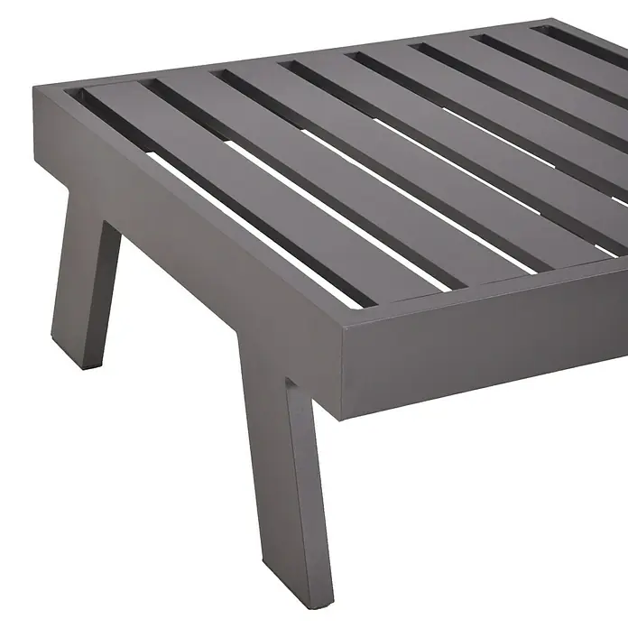 Garden Pleasure Loungemöbel-Set Donna - 3 -tlg., Aluminium, Polyester, Grau/Schwarz - Anthrazitgrauer Outdoor-Tisch aus Metall mit Latten.