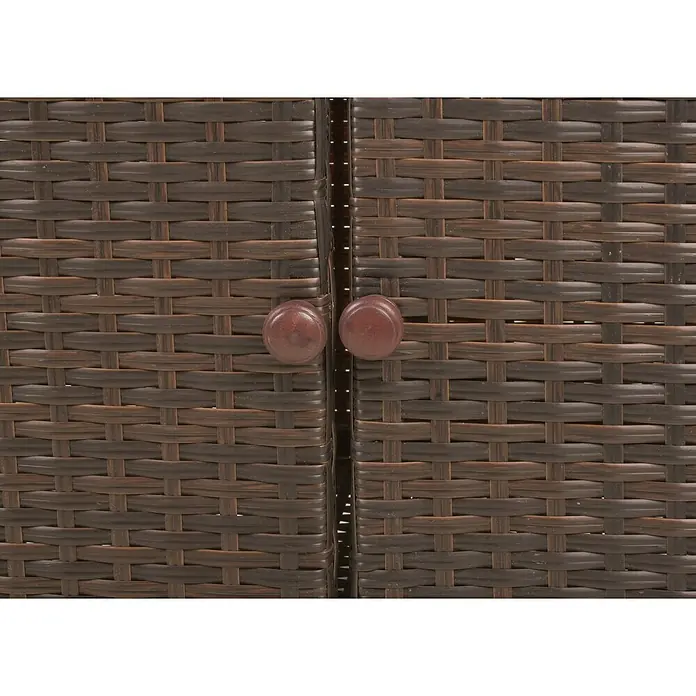 Garden Pleasure Garten-Aufbewahrungschrank Padua - L x B x H: 84 x 50 x 90 cm, Aluminium, Polyethylen, Braun - Dunkelbraune geflochtene Rattan-Schranktüren mit zwei runden, rotbraunen Griffen.