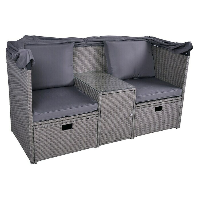 Garden Pleasure Loungesofa Saint-Tropez 2-Sitzer (B x T x H: 170 x 75 x 83 cm, Polyrattan, Schwarz/Silbergrau) | BAUHAUS
