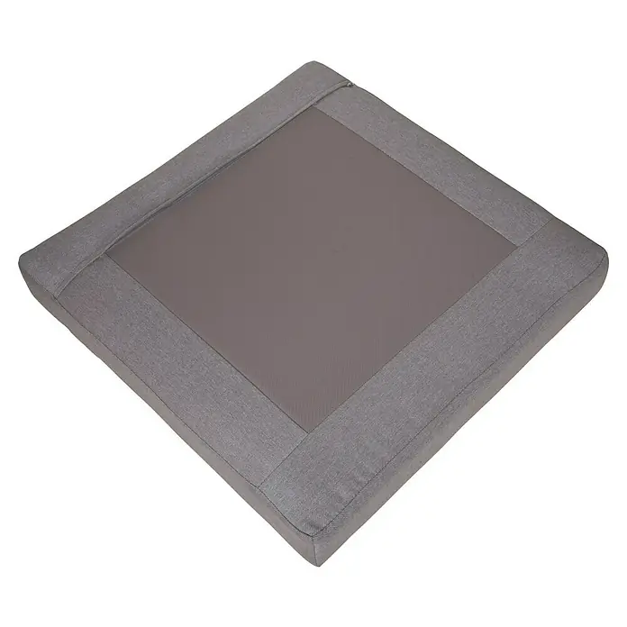 Garden Pleasure Loungemöbel-Set Celia - 4 -tlg., Aluminium, Polyester, Hellgrau - Quadratisches graues Stoff-Sitzkissen mit dunklerer grauer Mittelplatte.