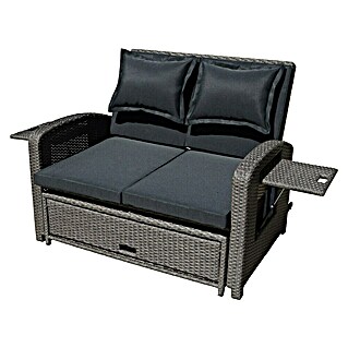 Garden Pleasure Loungesofa Nizza (Stahl, Kunststoff, Schwarz/Weidengrau)