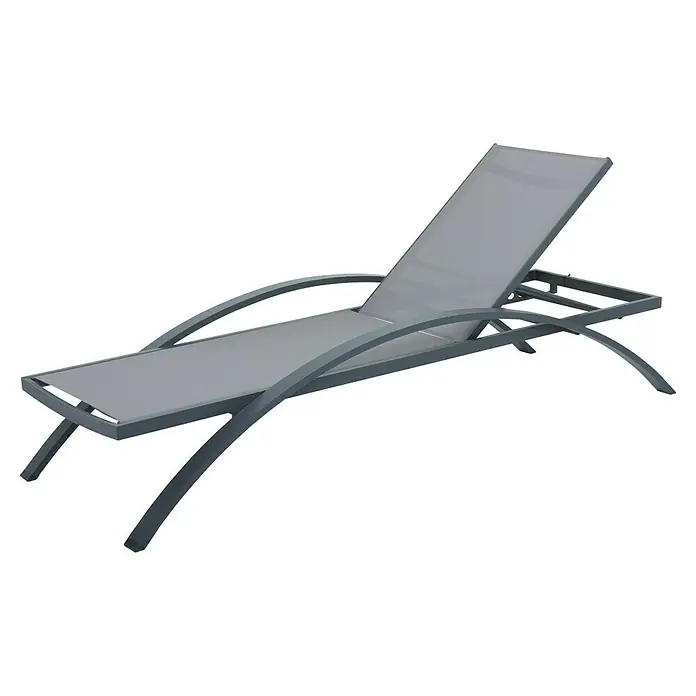 Garden Pleasure Gartenliege Donna - Anthrazit, Polyester - Graue Sonnenliege aus Metall mit grauer Textilbespannung für entspanntes Sonnenbaden.