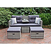 Garden Pleasure Loungesofa Valletta (B x T x H: 180 x 75 x 86 cm, 3 -tlg., Aluminium, Kunststoffgeflecht HDPE, Schwarz/Grau) | BAUHAUS