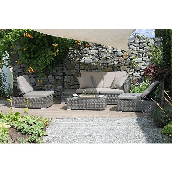Garden Pleasure Loungemöbel-Set Alcudia (4 -tlg., Aluminium, Kunststoffgeflecht HDPE, Grau) | BAUHAUS