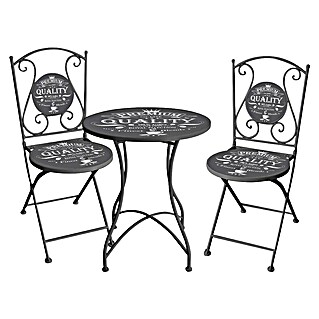Garden Pleasure Gartenmöbel-Set Royal (3 -tlg., Grau, Klappbar)