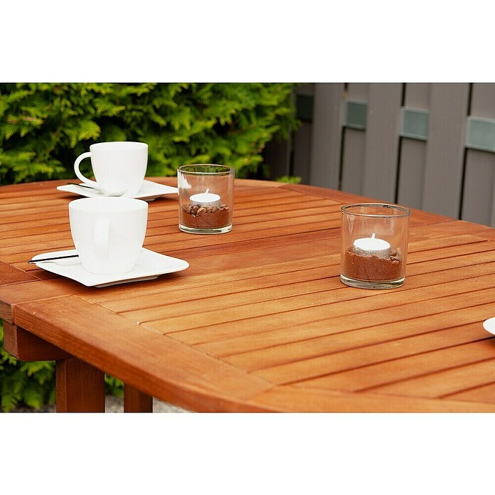 Garden Pleasure Gartentisch Baltimore (L x B x H: 120 x 70 x 73 cm, Eukalyptus, Natur, Oval, Klappbar) | BAUHAUS