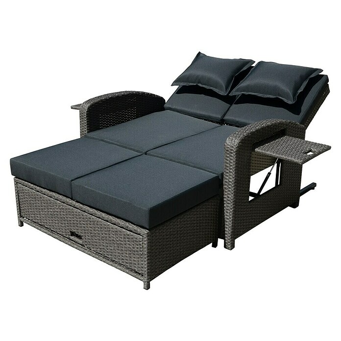 Garden Pleasure Loungesofa Nizza (Stahl, Kunststoff, Schwarz/Weidengrau) | BAUHAUS
