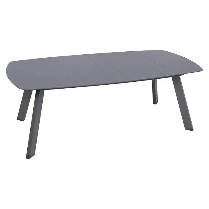 Garden Pleasure Loungemöbel-Set Aurelia - 3 -tlg., Aluminium, Polyester, Grau/Anthrazit - Schlanker grauer Tisch mit getäfelter Platte und schrägen Beinen.
