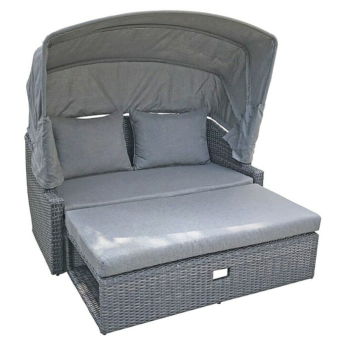 Garden Pleasure Loungesofa Monte Carlo (B x T x H: 146 x 144 x 74 cm, Aluminium, Polyethylen, Dunkelgrau, Ausziehbar) | BAUHAUS