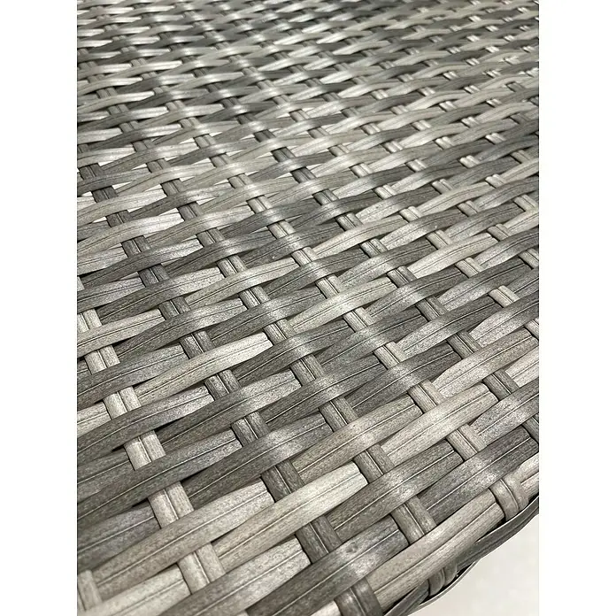 Garden Pleasure Loungemöbel-Set Cadiz - 3 -tlg., Aluminium, Kunststoffgeflecht HDPE, Schwarz/Grau - Nahaufnahme einer grau-hellgrauen Kunstfaser-Geflechtstruktur, ideal für Gartenmöbel.