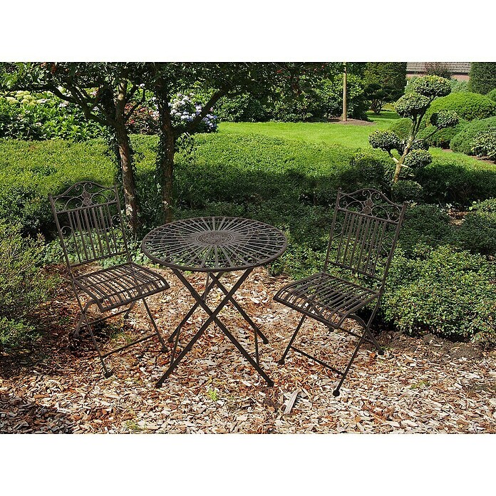 Garden Pleasure Balkonmöbel-Set Mangan (3 -tlg., Stahl, Schwarzbraun, Klappbar) | BAUHAUS