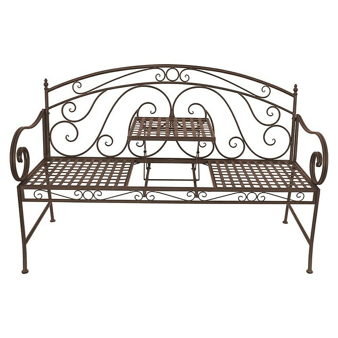 Garden Pleasure Gartenbank Saket mit hochklappbarem Tisch (B x T x H: 148 x 55 x 96 cm, Stahl, Braun) | BAUHAUS