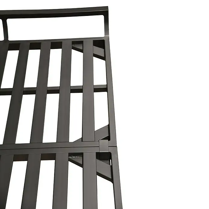 Garden Pleasure Doppelliege Delia - Aluminium, Dunkelgrau - Nahaufnahme eines dunkelgrauen Metallrosts oder Rahmens mit sich kreuzenden flachen Stäben als stabile Stützstruktur.