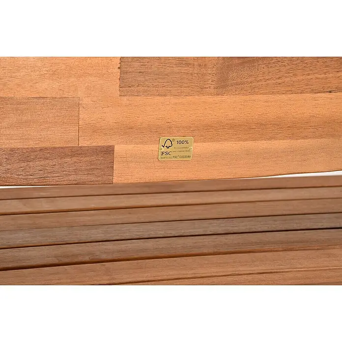 Garden Pleasure Gartenbank Hadia - B x T x H: 140 x 66 x 90 cm, Akazienholz, Natur - Braune Holzmöbel-Latten mit einem deutlichen FSC-Zertifizierungslabel für nachhaltiges Holz.