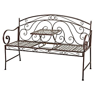 Garden Pleasure Gartenbank Saket mit hochklappbarem Tisch (B x T x H: 148 x 55 x 96 cm, Stahl, Braun)