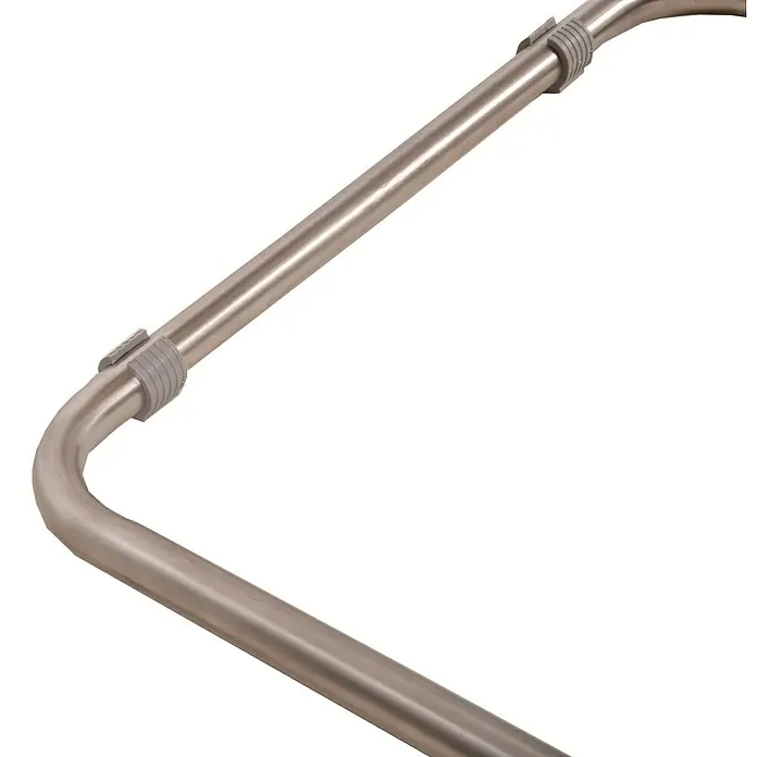 Garden Pleasure Gartensessel Freischwinger Denver - 2 Stk., Teakholz, Stapelbar, Natur, B x T x H: 55 x 60 x 86 cm - Gebogenes Rohr aus gebürstetem Metall mit grauen Plastikklammern.