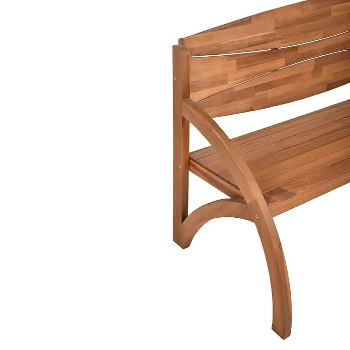 Garden Pleasure Gartenbank Hadia - B x T x H: 140 x 66 x 90 cm, Akazienholz, Natur - Braune Holzgartenbank mit Lattenrostsitz und Rückenlehne, Seitenansicht.