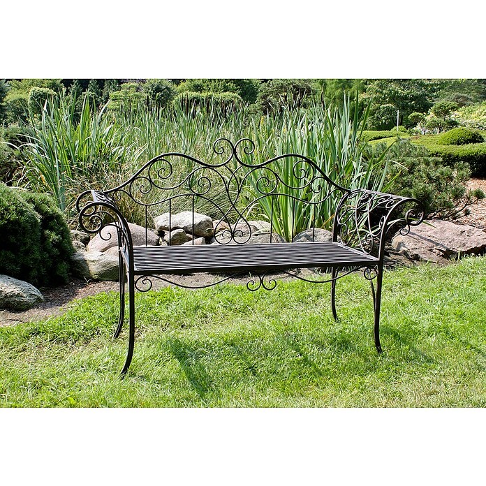 Garden Pleasure Gartenbank Selene (B x T x H: 143 x 51 x 92,5 cm, Stahl, Schwarz-Braun) | BAUHAUS