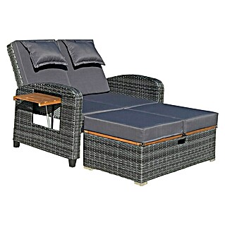 Garden Pleasure Loungesofa Bari (Stahl, Akazie, Polyester, Braun/Anthrazit)