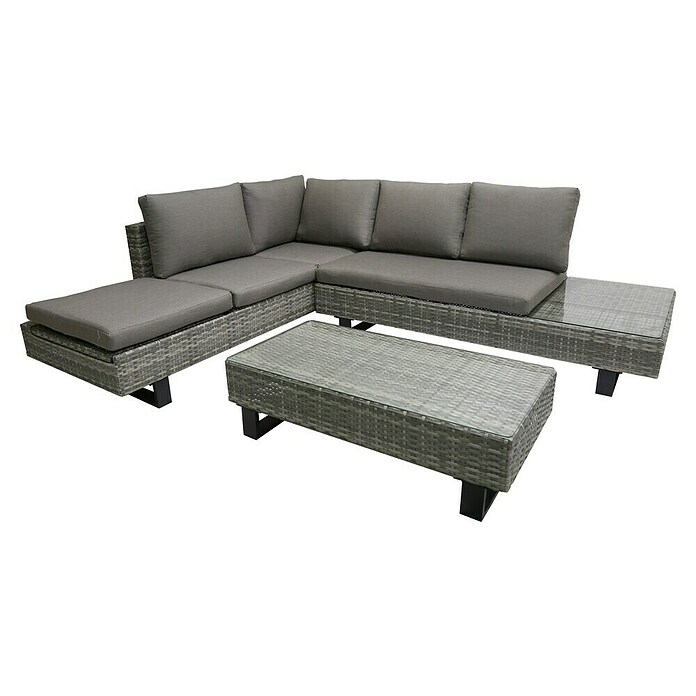 Garden Pleasure Loungemöbel-Set Cadiz (3 -tlg., Aluminium, Kunststoffgeflecht HDPE, Schwarz/Grau) | BAUHAUS