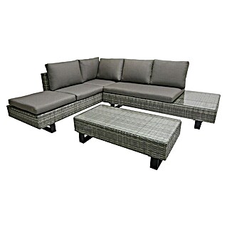 Garden Pleasure Loungemöbel-Set Cadiz (3 -tlg., Aluminium, Kunststoffgeflecht HDPE, Schwarz/Grau)