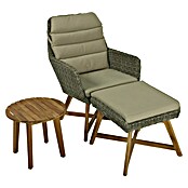 Garden Pleasure Loungemöbel-Set Calvia (3 -tlg., Aluminium, Kunststoffgeflecht HDPE, Akazie, Polyester, Anthrazit/Dunkelgrün) | BAUHAUS