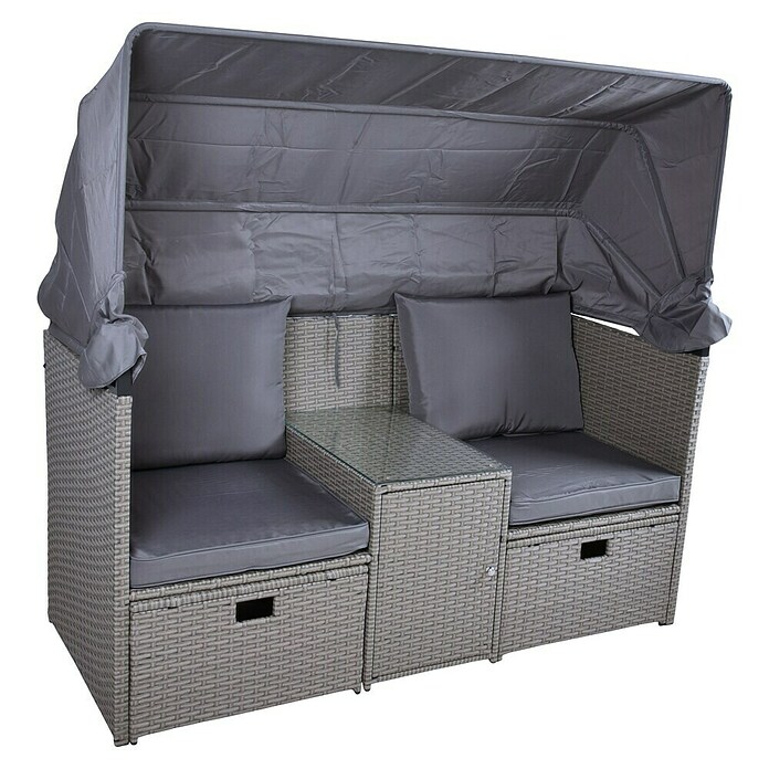 Garden Pleasure Loungesofa Saint-Tropez 2-Sitzer (B x T x H: 170 x 75 x 83 cm, Polyrattan, Schwarz/Silbergrau) | BAUHAUS