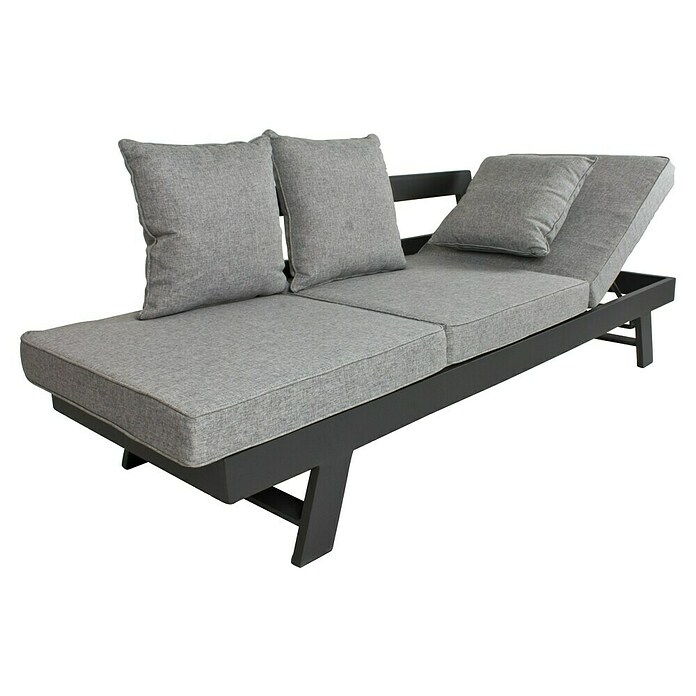 Garden Pleasure Loungesofa Donna (B x T x H: 216 x 74 x 70 cm, Aluminium, Polyester, Grau/Schwarz) | BAUHAUS