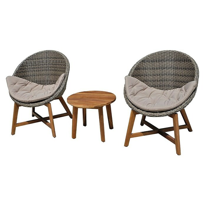 Garden Pleasure Gartenmöbel-Set Reno (3 -tlg., Akazie, Kunststoffgeflecht, Nelkengrau/Braun/Taupe) | BAUHAUS