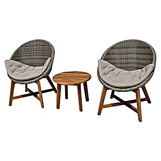 Garden Pleasure Gartenmöbel-Set Reno (3 -tlg., Akazie, Kunststoffgeflecht, Nelkengrau/Braun/Taupe)