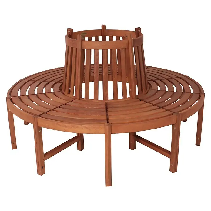 Garden Pleasure Gartenbank Fontana - Braun, Holz, Durchmesser: 56 cm - Runde braune Holz-Baumbank für den Außenbereich.