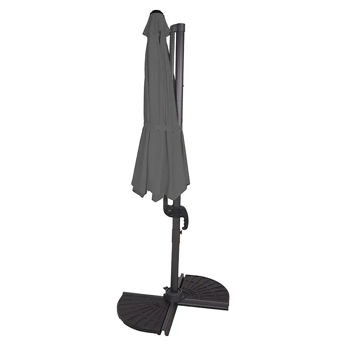 Garden Pleasure Ampelschirm rund Deluxe - Anthrazit, Durchmesser Bespannung: 300 cm - Geschlossener dunkelgrauer Ampelschirm mit stabilem Fuß.