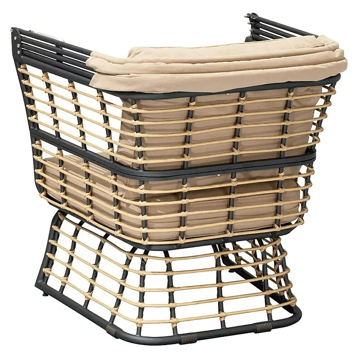 Garden Pleasure Garten-Loungesessel Paros - Beige/Anthrazit, B x T x H: 130 x 83 x 154 cm - Geflochtener Outdoor-Sessel mit dunklem Gestell, natürlichem Rattan und beigen Kissen.
