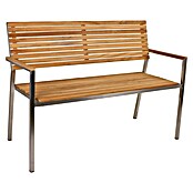 Garden Pleasure Gartenbank Denver 2-Sitzer (B x T x H: 125 x 55 x 86 cm, Teak, Edelstahl, Natur/Silber) | BAUHAUS